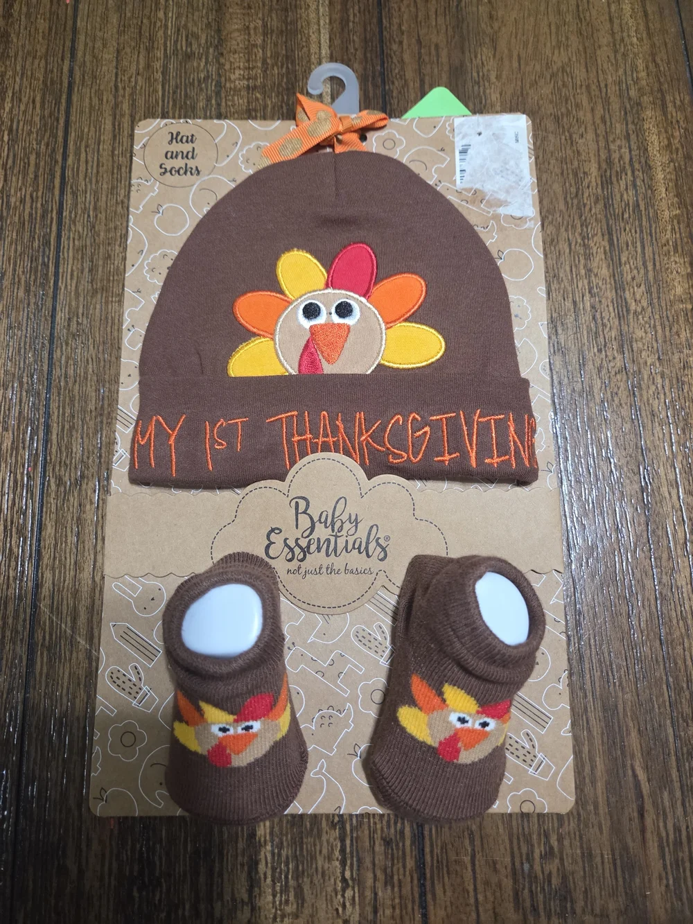Baby Essentials Brown 'My 1st Thanksgiving' Turkey Hat & Sock Set